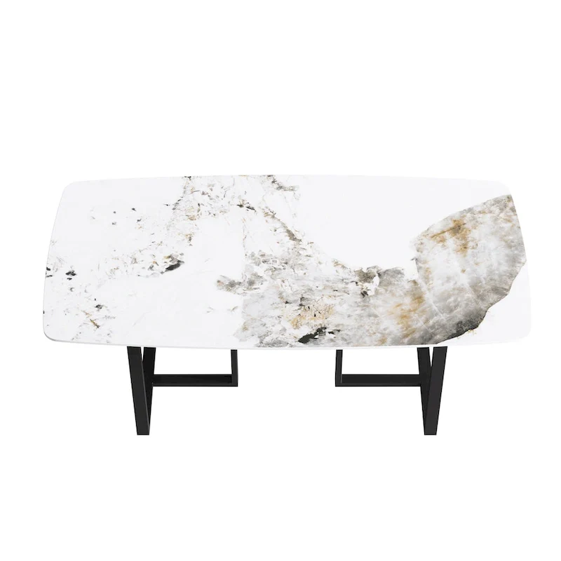 71  Modern Artificial Marble Dining Table with Carbon Steel Base