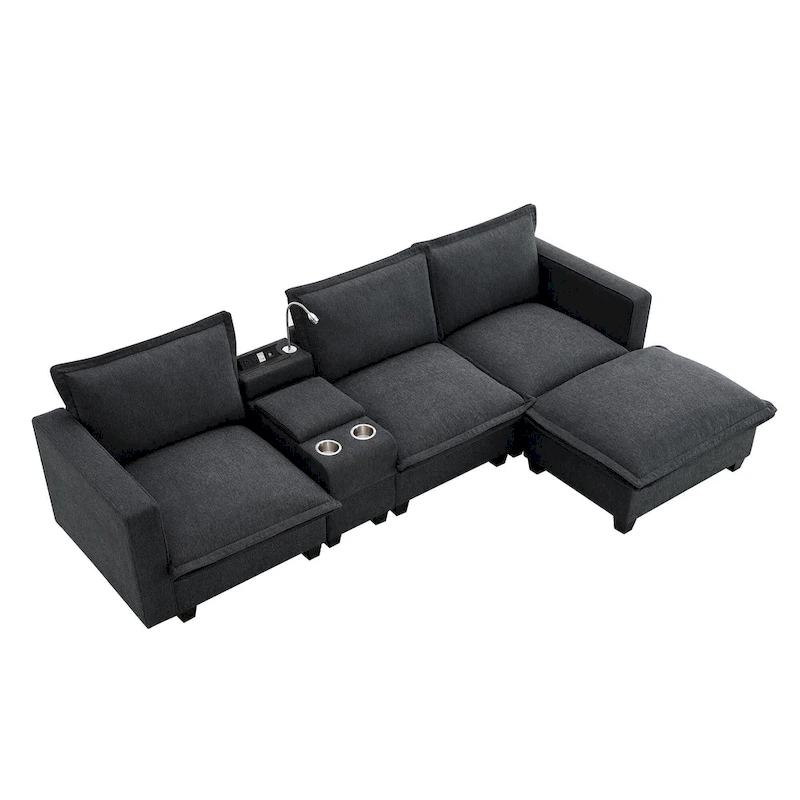 109 Chenille Modular Sectional Sofa with USB Console