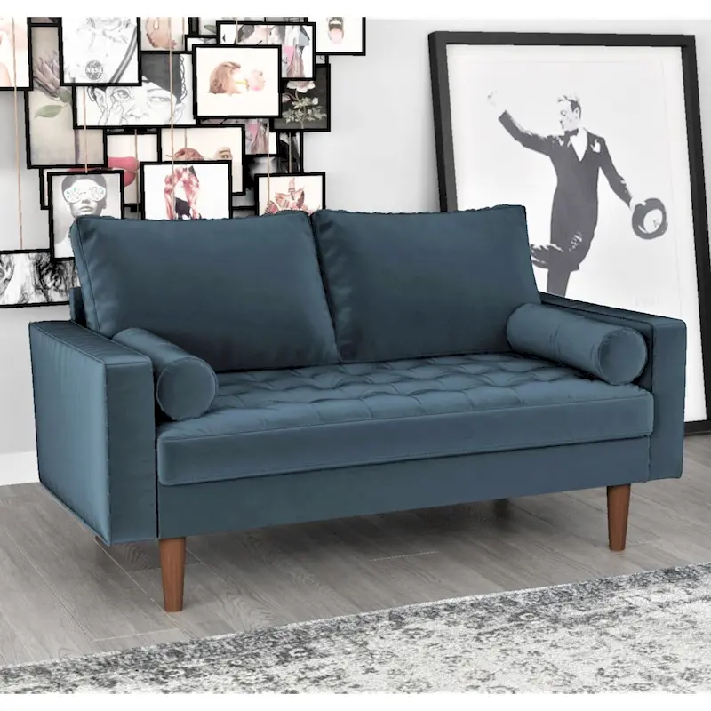 Luis Mid-century Modern Tufted Velvet Loveseat - N/A