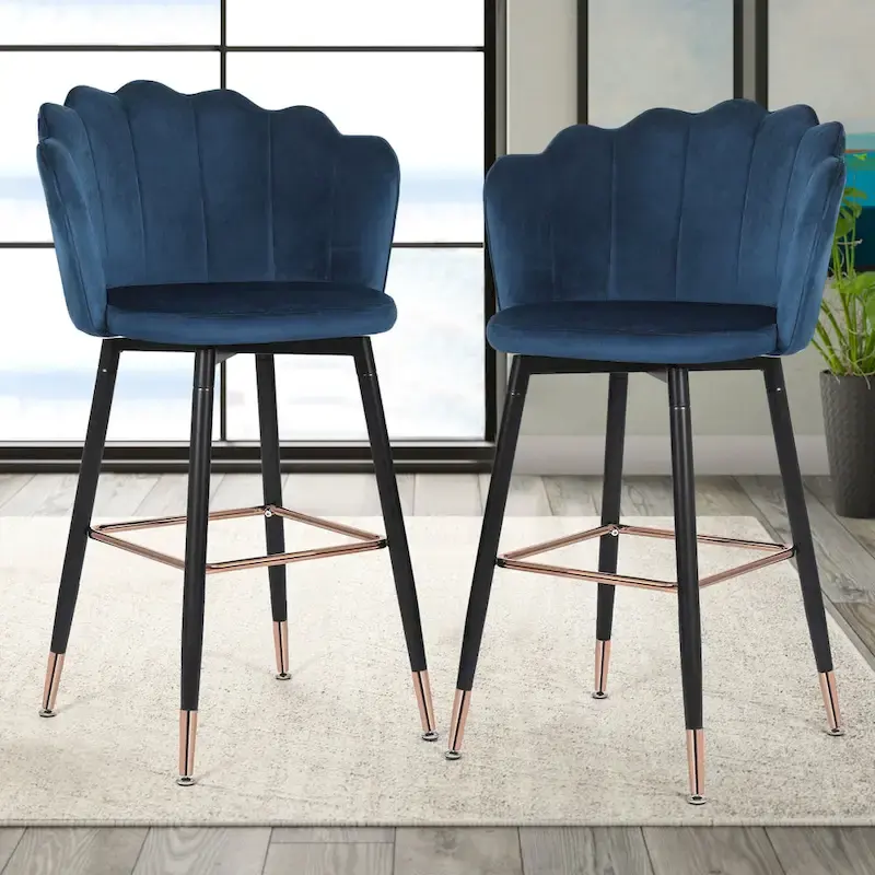 Adeco 42 Height Set of 2 Velvet Bar Stools