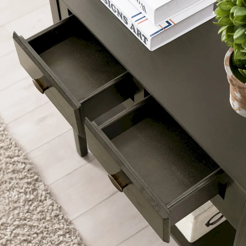 Solid Ash Wood Console Table with 2 Drawers & Open Shelf – 2 Finishes