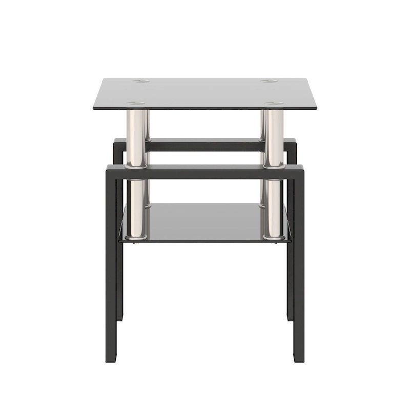 Modern Tempered Glass Tea Table Coffee Table End Table Square Table - 17.72L x 17.72 W x 20.5 H,
