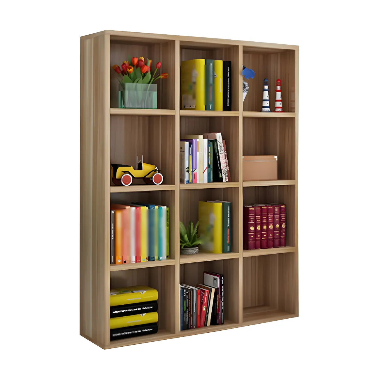 Scandinavian 3-Tier Black Cube Wood Bookcase