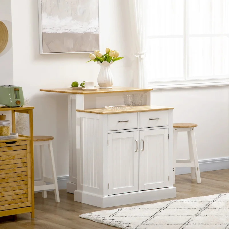 Dining Room Sideboard Cabinet with Storage, 2-Layer Countertop, Adjustable Shelves, and Drawers