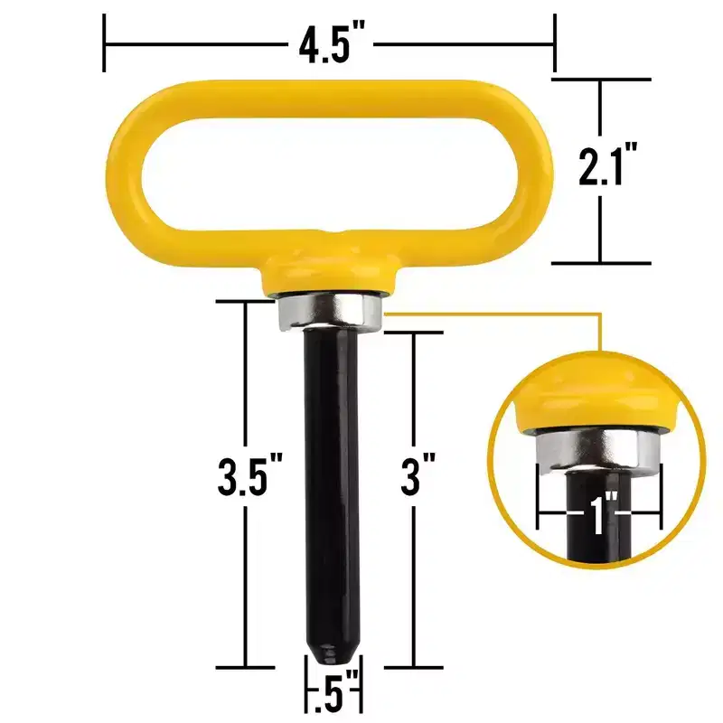 Mission Automotive Yellow Magnetic Hitch Pin - Lawn Mower Trailer Hitch Pins - Ultra Strong Neodymium Magnet Trailer Gate Pin