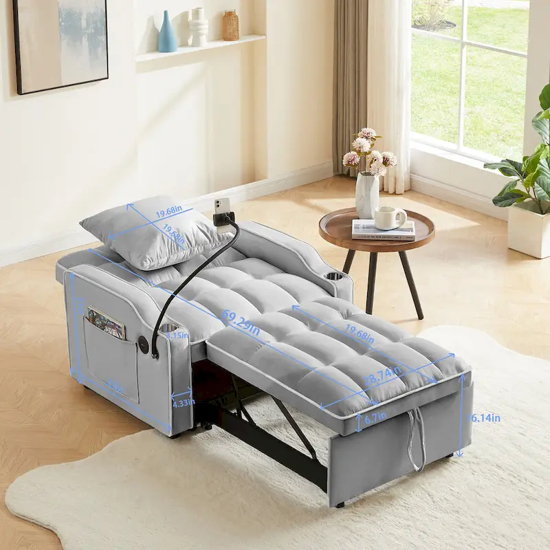Convertible Sleeper Chair Sofa Bed Adjustable