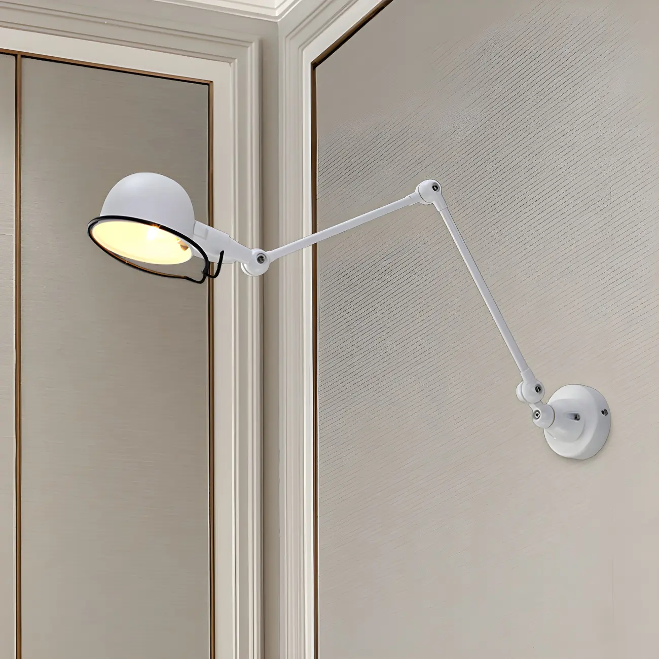 Industrial Metal Swing Arm Bowl Shade Wall Light