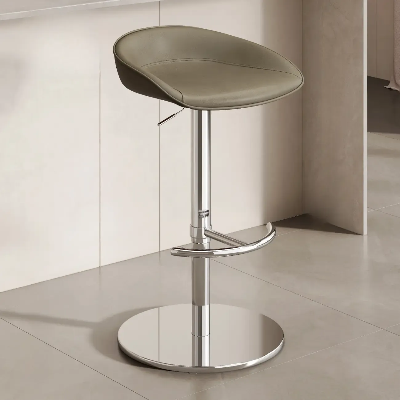 Industrial Modern Pedestal Leather Bar Stools