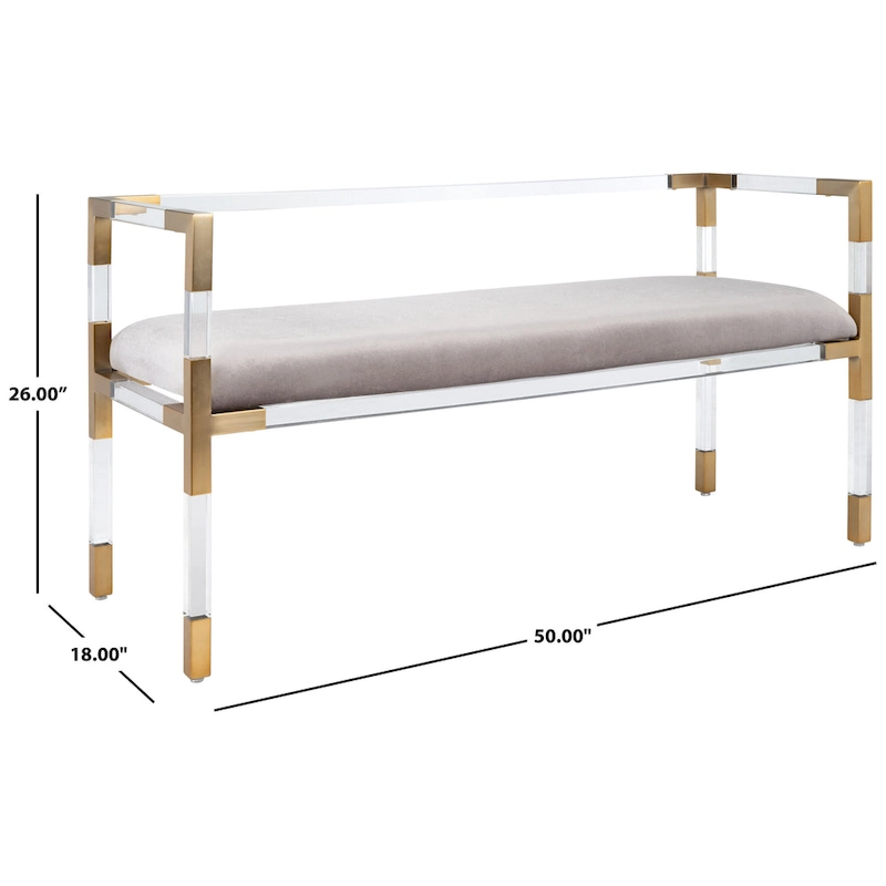 SAFAVIEH Couture Shakti Grey Acrylic Bench - 50Wx18Dx26H
