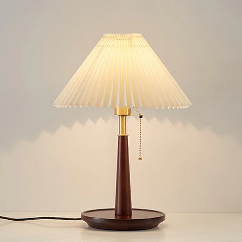Elegant Metal Round Base Cone Fabric Shade Table Lamp