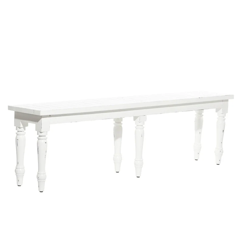 Wood Long Slim Bench - White - Roche River Decor - 12Wx63Lx18H