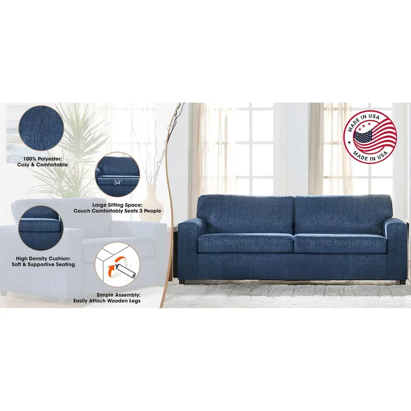 New Classic Furniture Leo Cushion Back Sofa, Made in USA