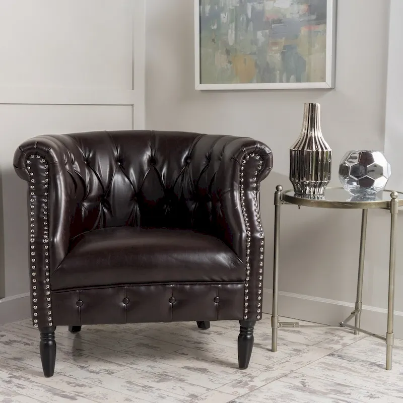 Akira Tufted Bonded Leather Club Chair by