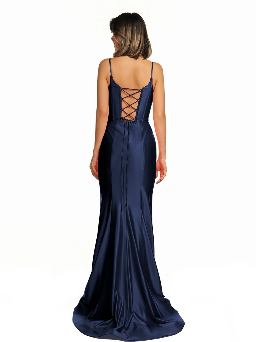 Hot Pink Satin Simple Mermaid Prom Dress