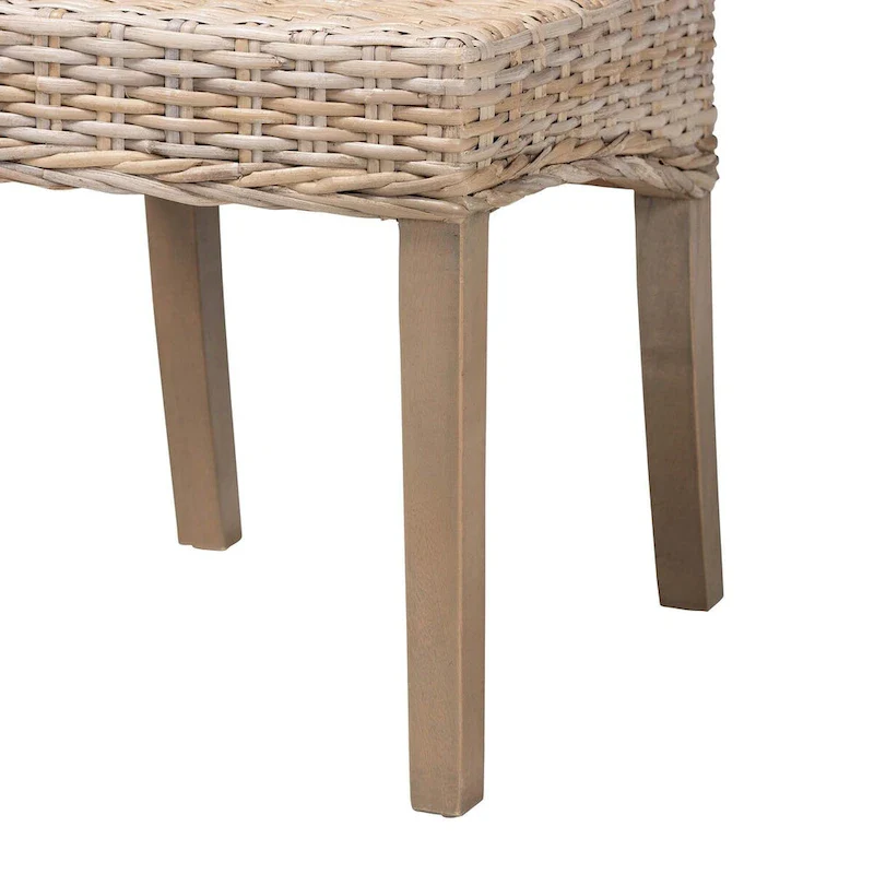 bali & pari Santiago Bohemian Grey Natural Kubu Rattan and Mango Wood Dining Chair
