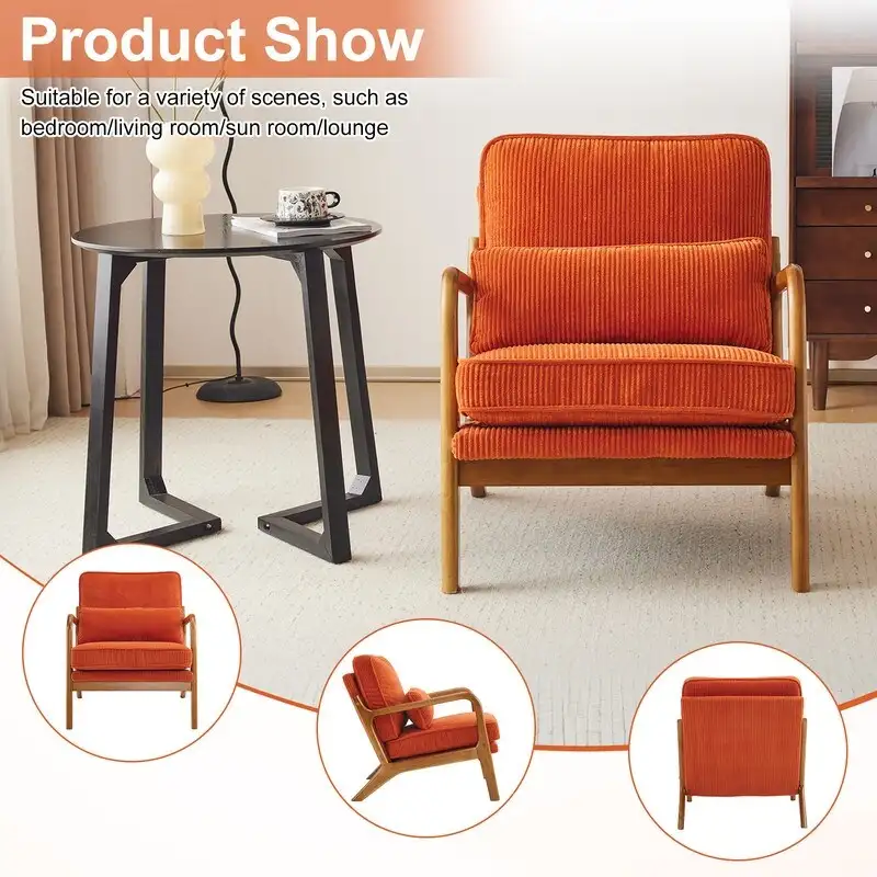 Upholstered Linen Blend Accent Chair