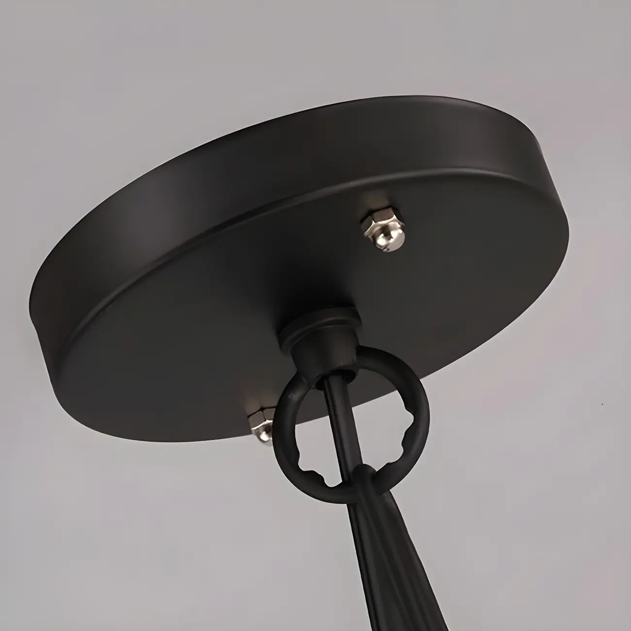 Industrial Black Metal Globe Caged Candelabra Chandelier