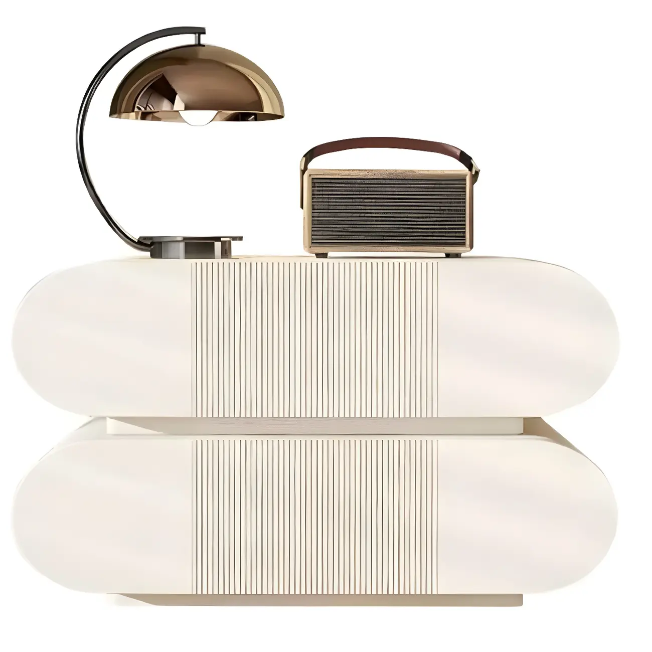 Modern Wood Striped White 2-Drawer Nightstand