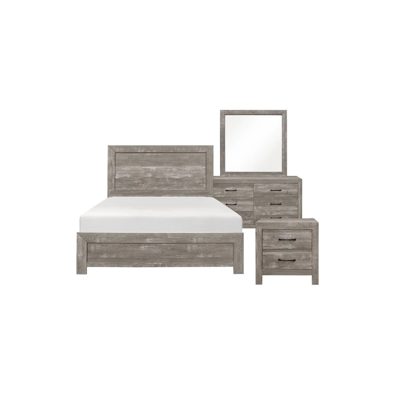 Tabina 3 Piece Gray Modern Panel Bedroom Set