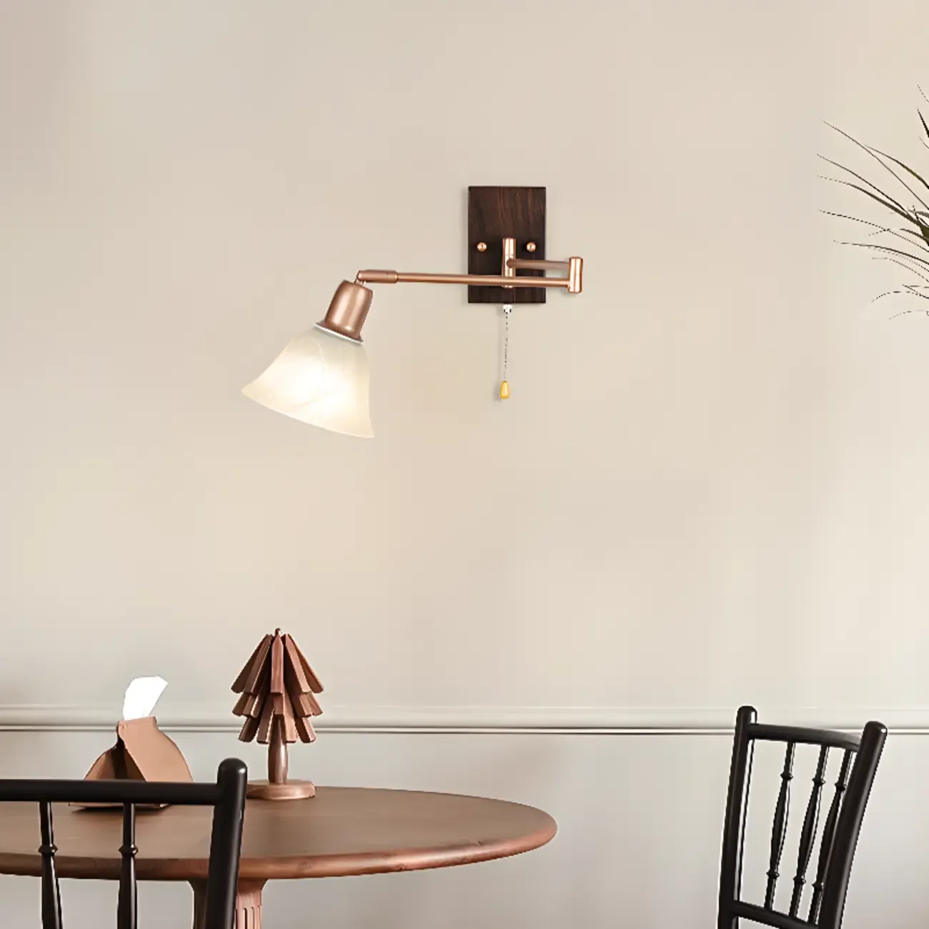 Elegant Swing Arm Wall Mount Light with Pull Chain Switch