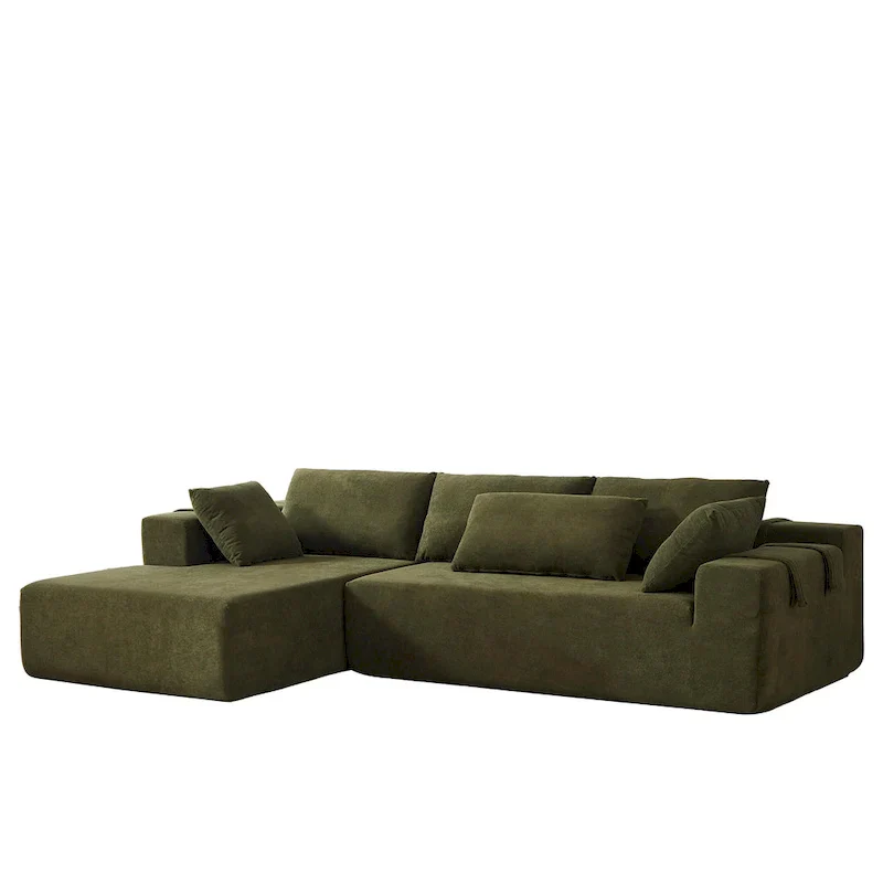 108 Chenille Modular L-Shaped Sectional Sofa with 6 Pillows, Reversible Chaise