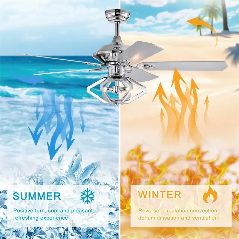 52  Dual Wood 5-Blade Crystal Ceiling Fan with Remote