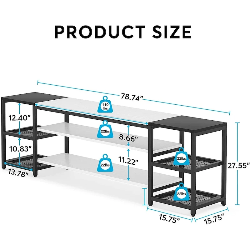 78 Inches TV Stand Entertainment Center Stand, TV Console Table