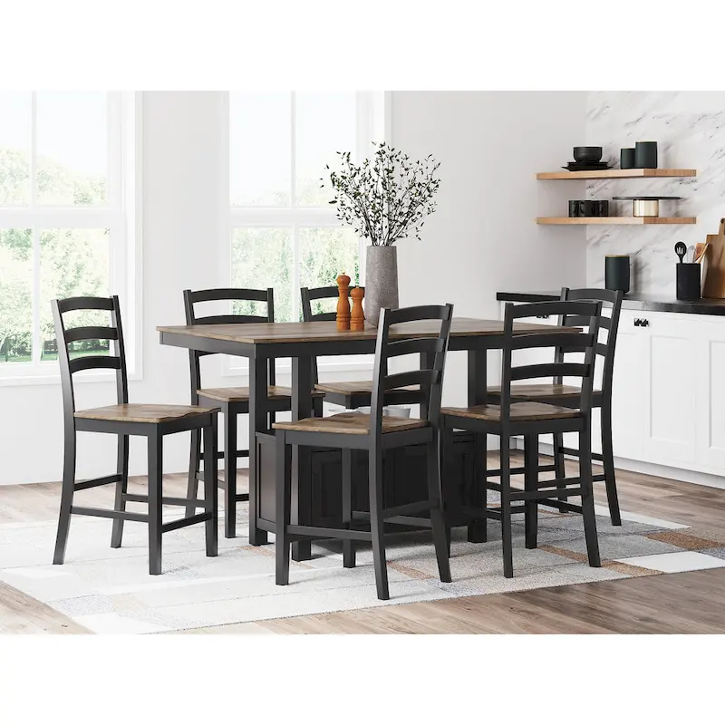 Signature Design by Ashley Wildenauer Brown/Black Rectangular Dining Counter Table - 60W x 38D x 36H