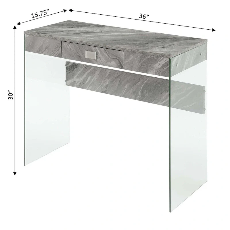Convenience Concepts SoHo 1 Drawer Glass 36 Desk