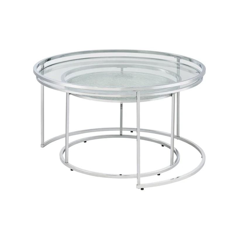 Glam Chrome Glass Top Nesting Tables