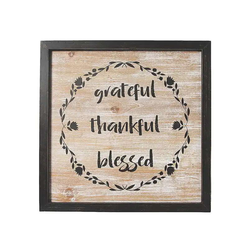Grateful Thankful Blessed Wall Sign, All Seasons, Home Decor, Decorative Accessories, 1 Piece