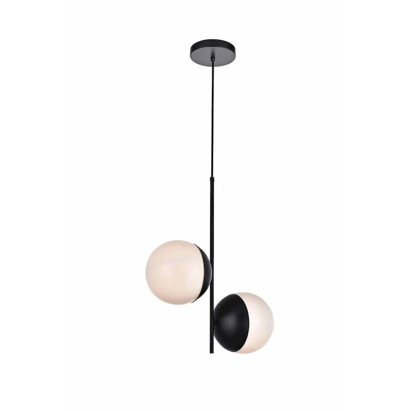 Elegant Lighting Eclipse 2 Light 17  Wide Pendant with Frosted Glass