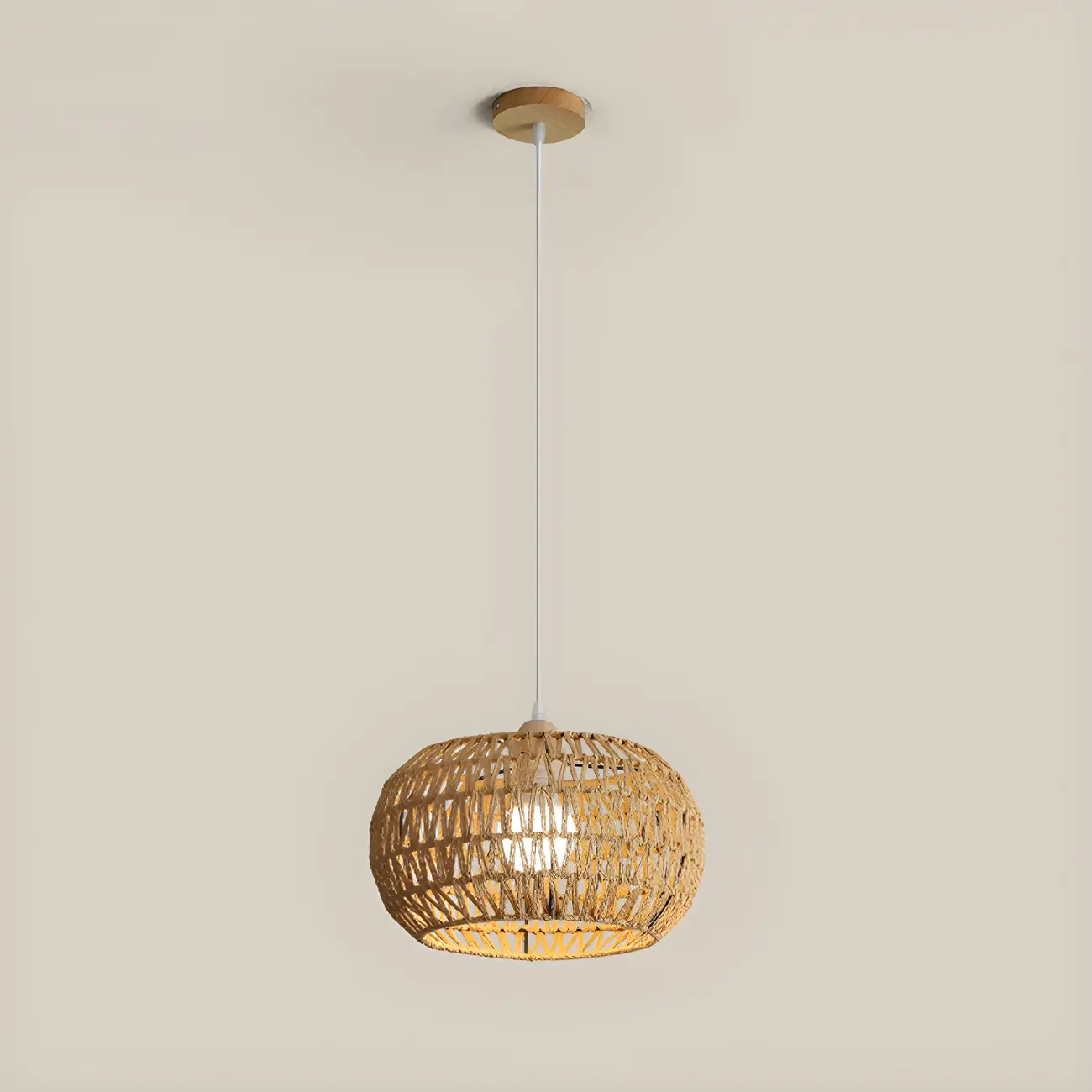 Natural Brown Rattan Pendant Lantern for Modern Dining Decor
