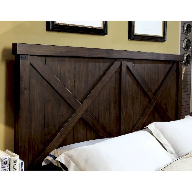 Epona Rustic Dark Walnut Wood 2-Piece Panel Bed and Nightstand Set by