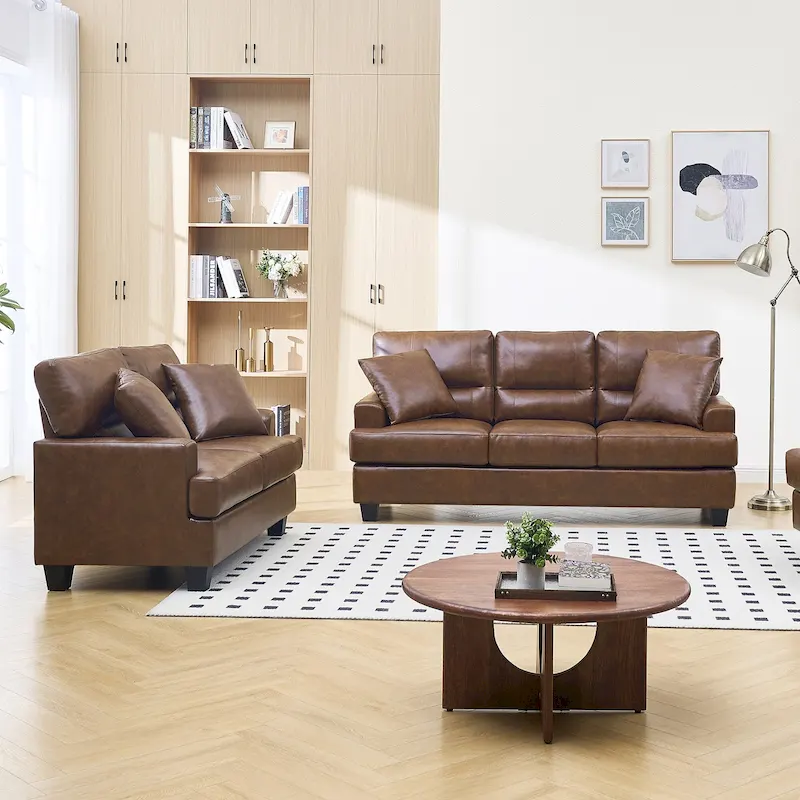 Faux Leather 2 Piece Chair and Sofa Set by Morden Fort