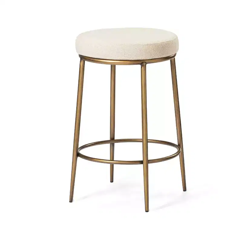 Maven Lane Stella Backless Metal Counter Stool with Fabric Upholstered Seat 26