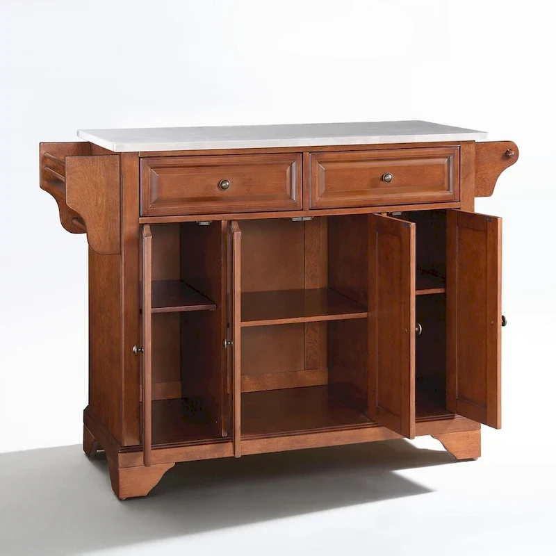 Crosley LaFayette Stainless Steel Top Kitchen Island in Classic Cherry Finish - 51.5 W x 18 D x 36 H