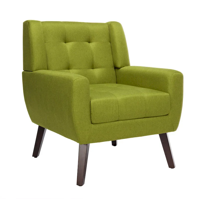 Tufted Upholstered Armchair with Wood Legs