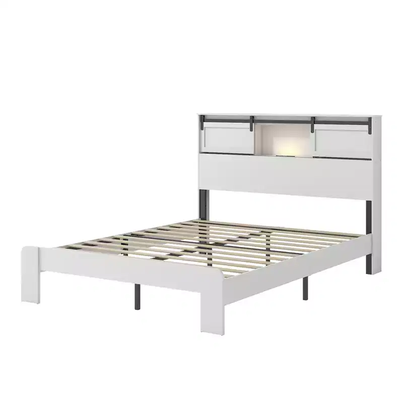GDFStudio Mamba Modern Metal Bed Frame with Charging Station