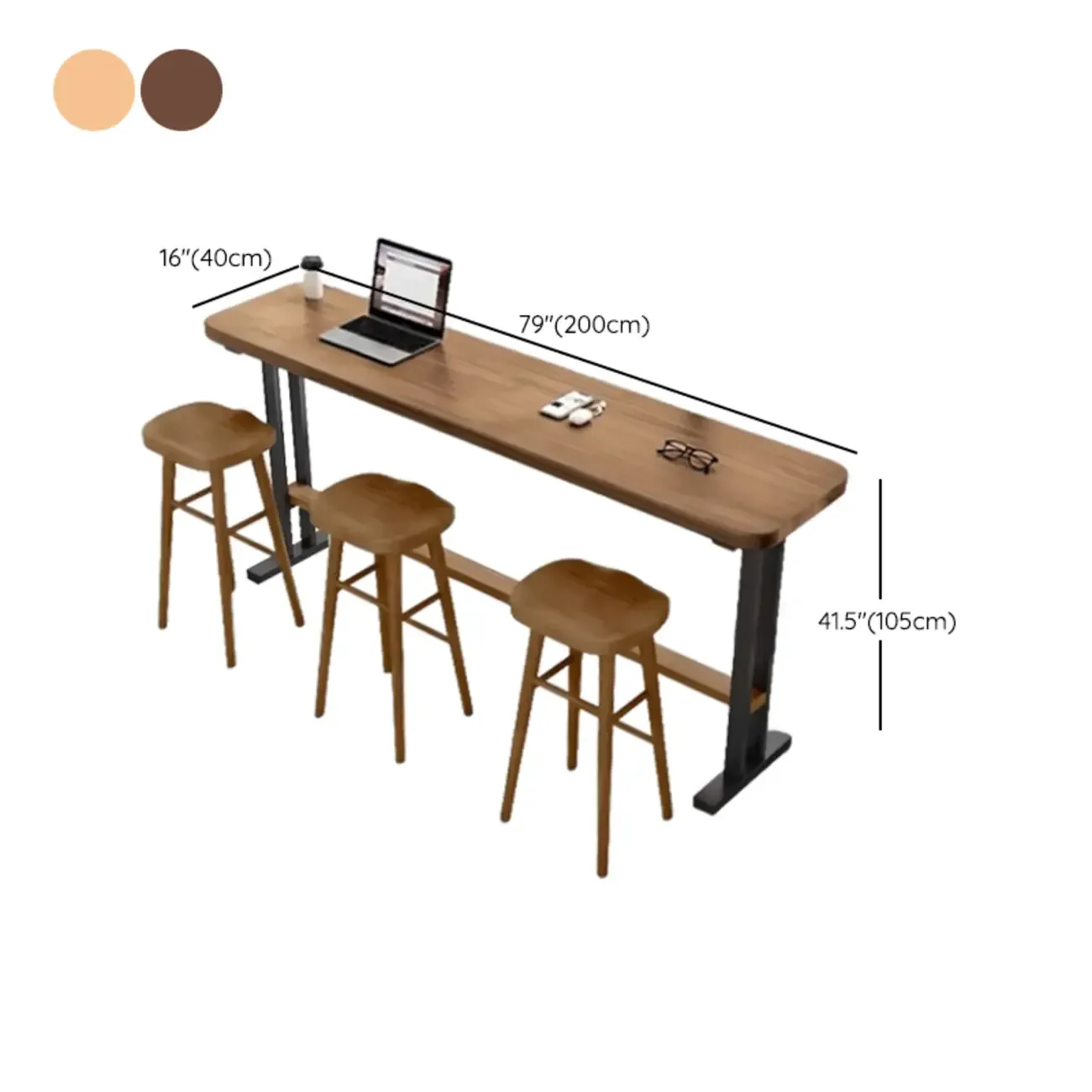 Modern Natural Wood Fixed Design Bar Tables