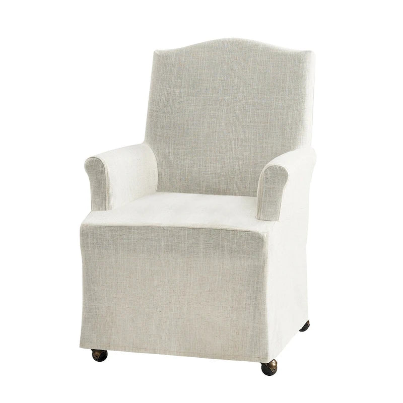 Alethea Upholstered Slipcover Arm Dining Chair with Soild Wood Legs by HULALA HOME
