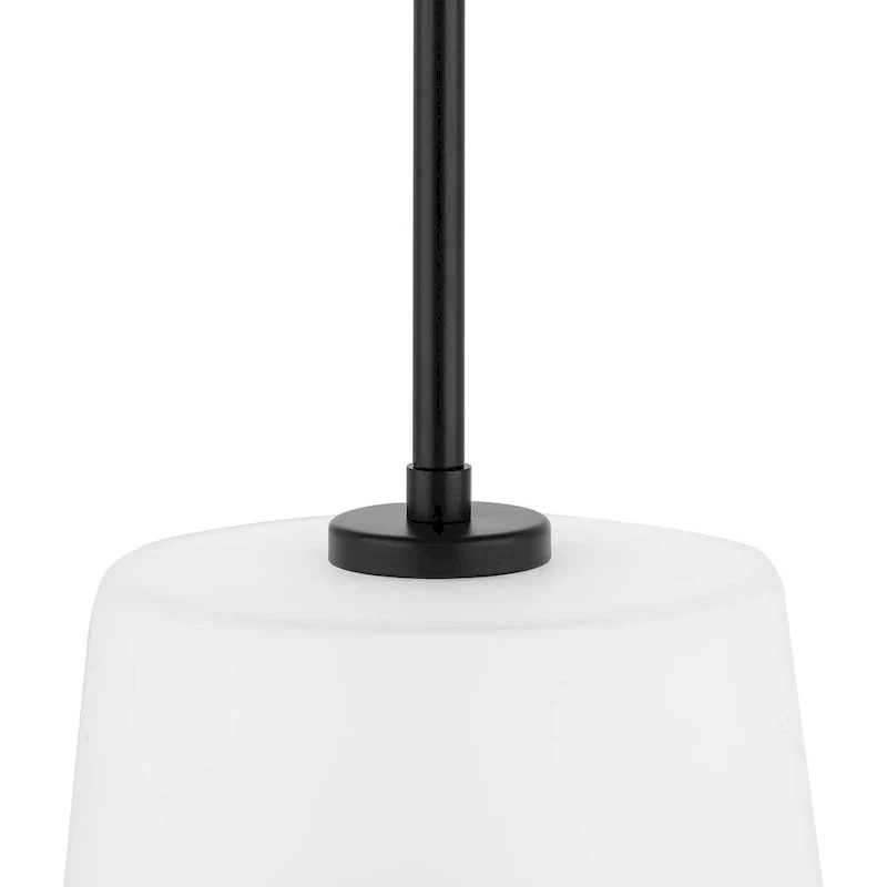 Clarion Collection One-Light Matte Black Etched White Transitional Pendant - 10.5 in x 10.5 in x 15.87 in