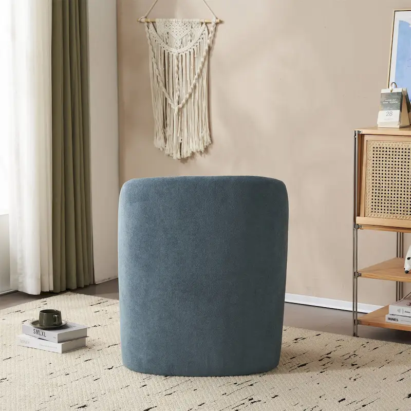 '- Eliana Modern Teddy Fabric Accent Chair with Curved Backrest and Legs