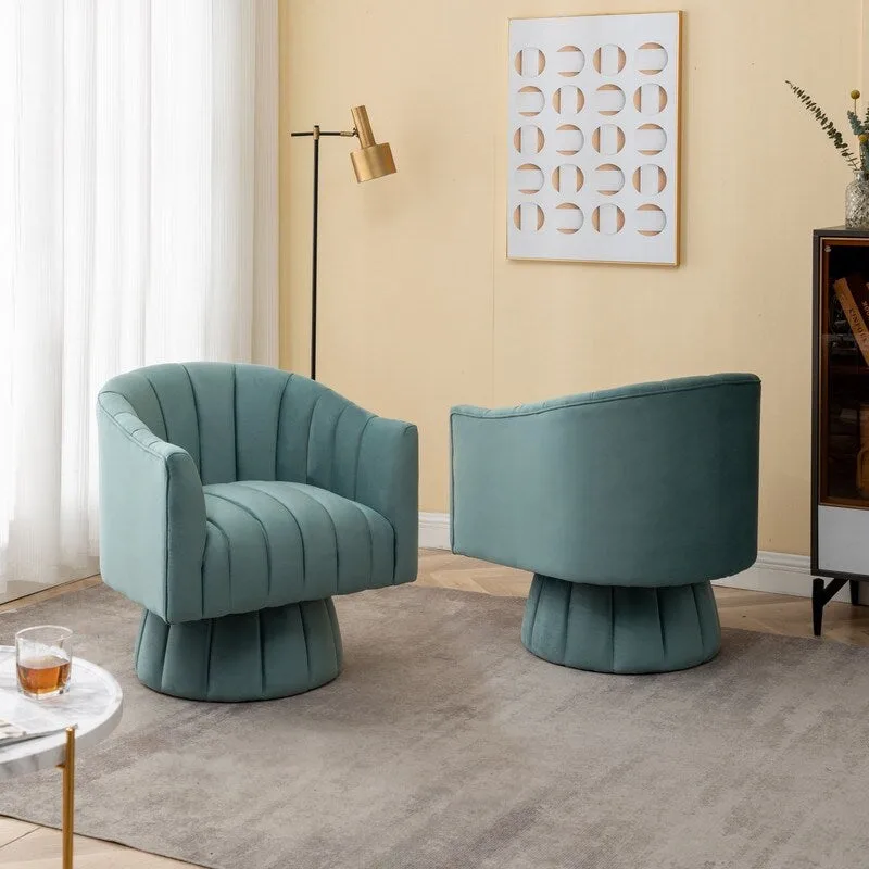 SEYNAR Modern Glam Velvet Upholstered Round 360 Degree Swivel Accent Barrel Chair Set of 2