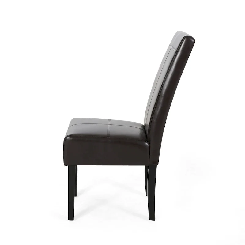 T-stitch Brown Leather Dining Chairs (Set of 2) by Christopher Knight Home