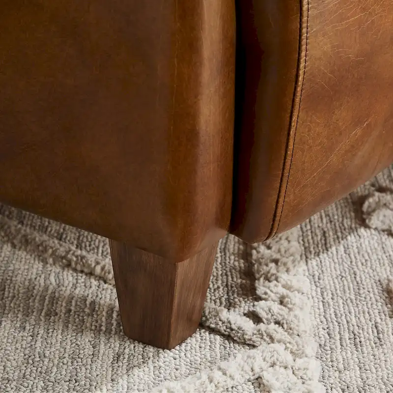 Art Leon IndustrIal Retro Top Grain Leather & Aluminum Accent Chair