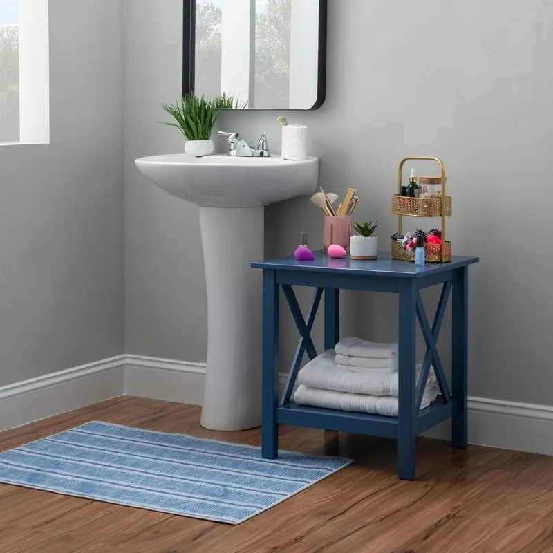 Ripplewood Farmhouse X-Base Side End Table