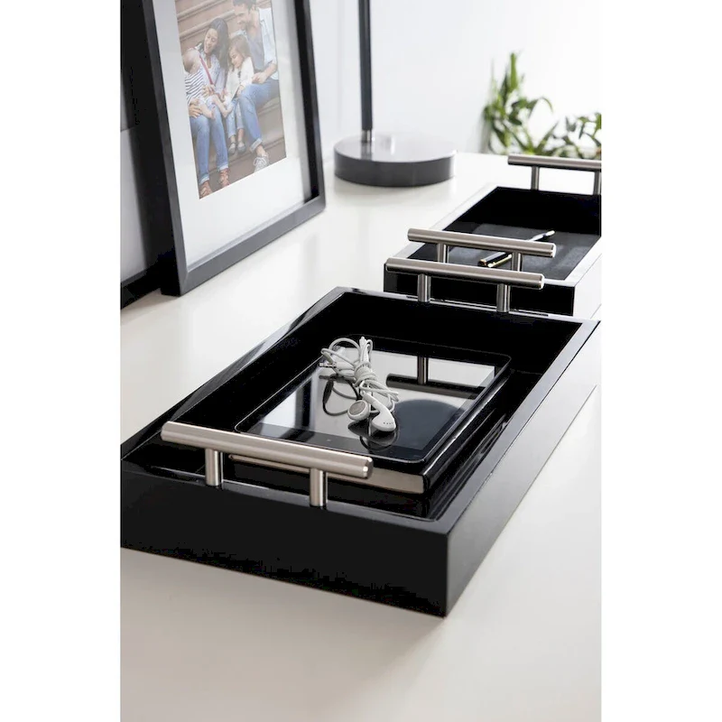 Kate and Laurel Lipton Rectangle Wood Tray Set - 2 Piece
