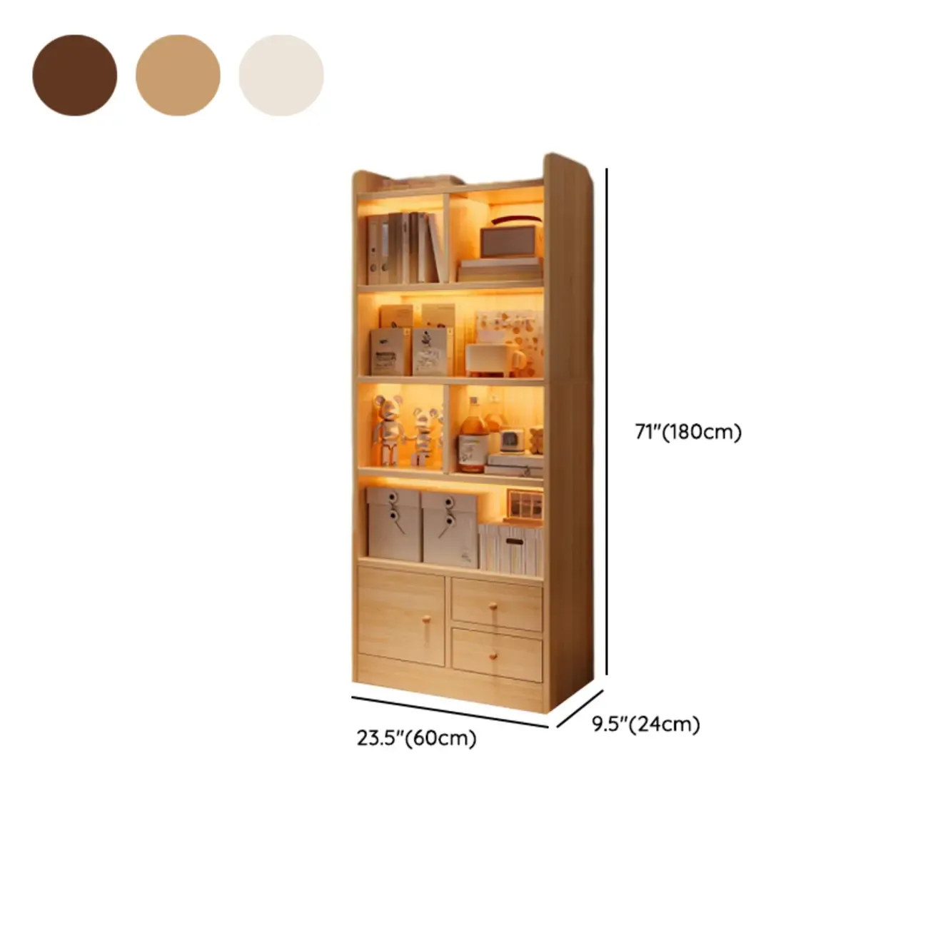 Modern Rectangular Bookshelf with Drawers