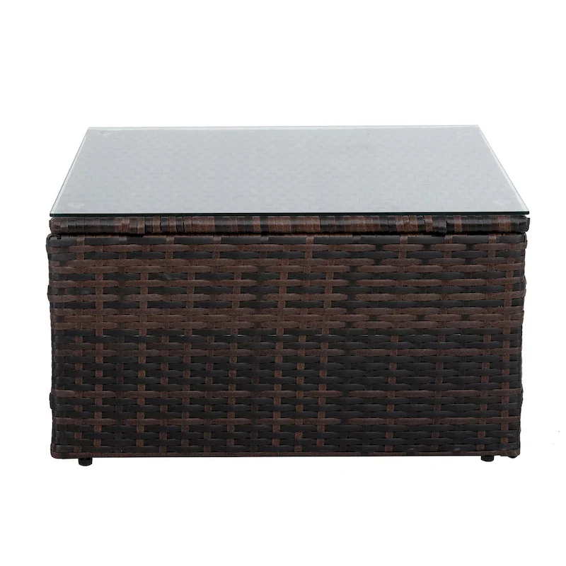 5 Set Wicker Furniture With Tempered Glass Coffee Table